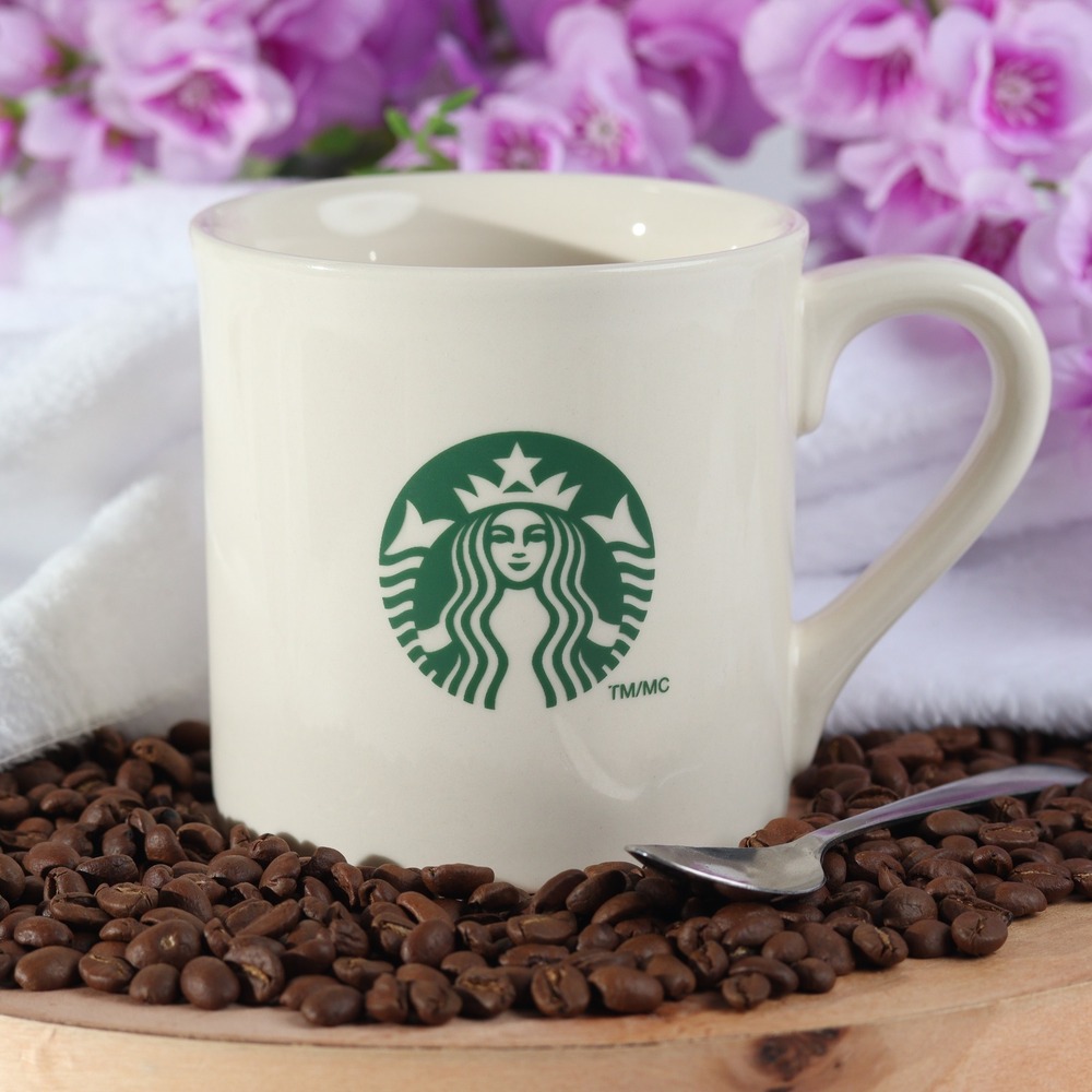 Starbucks 2013 Siren Logo Coffee Mug Cream White Ceramic 14oz Made in USA